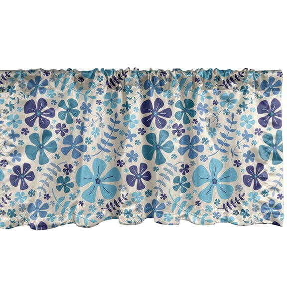 Ambesonne Floral Window Valance, Bluish Flowers and Branches, 42" x 12", Blue