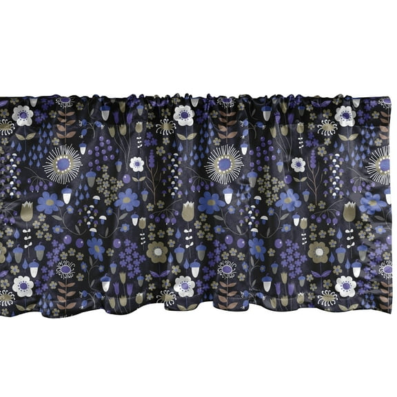 Ambesonne Floral Window Valance, Botanical Elements Pattern, 54" X 12", Quartz Cocoa