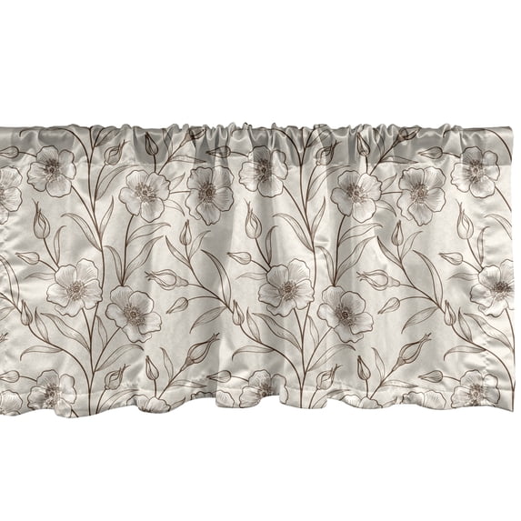 Ambesonne Floral Window Valance, Buds Flower Petals Branches, 42" x 18", Dark Rosewood Pale Tan