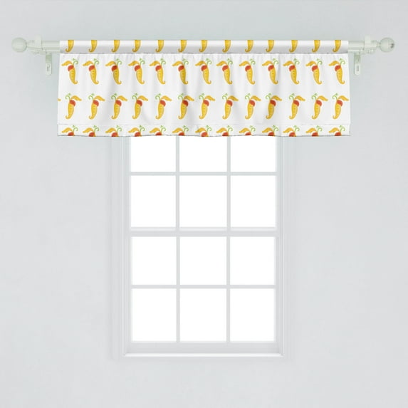 Ambesonne Floral Window Valance, Carnivorous Plant Nepenthe with Leaves Symmetric Repetitive, Curtain Valance for Kitchen Bedroom Decor with Rod Pocket, 54" X 18", Mustard Vermilion