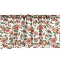 Ambesonne Floral Window Valance, Cartoon Botanical Flowers, 42" x 18", Salmon and Reseda Green