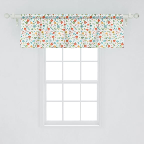 Ambesonne Floral Window Valance, Lily of Valley and Berry, 54" X 18", Multicolor
