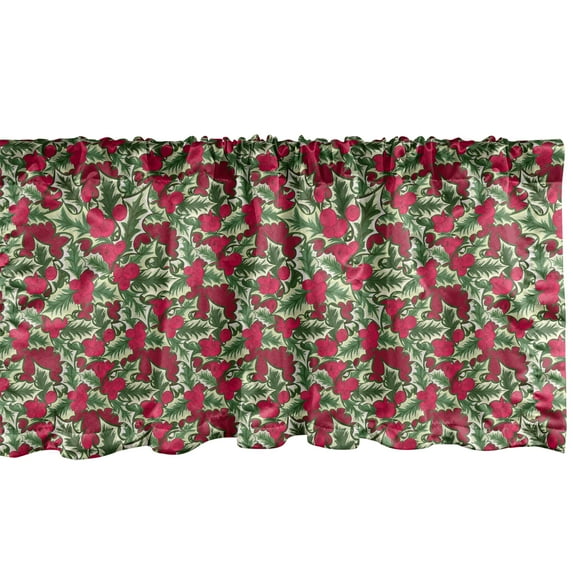 Ambesonne Floral Window Valance, Christmas Flower Bouquet, 54" X 18", Vermilion Green