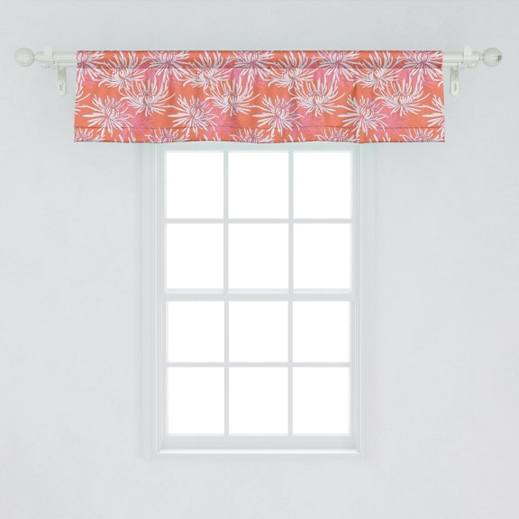 Ambesonne Floral Window Valance, Chrysanthemum Flowers Design, 54" X 12", Burnt Sienna Pink