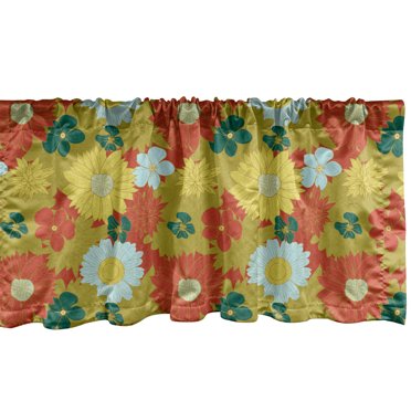 Ambesonne Floral Window Valance, Chrysanthemum and Lily, 54" X 18", Multicolor