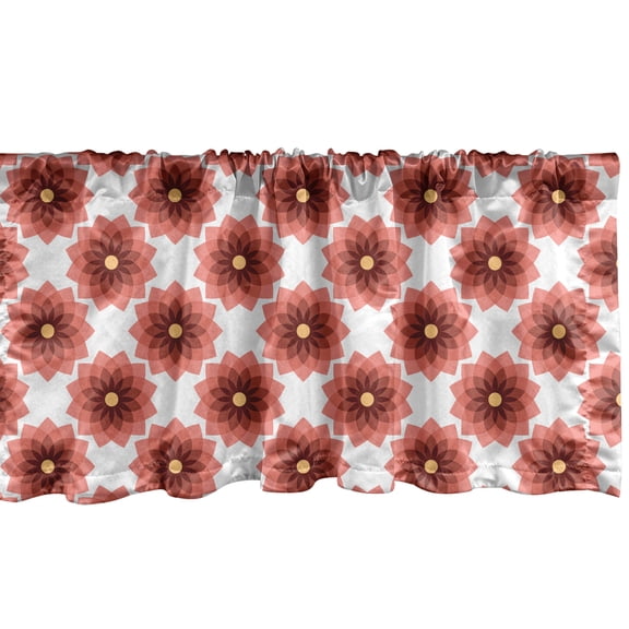 Ambesonne Floral Window Valance, Circle and Teardrop Shape, 54" X 18", Coral Dried Rose