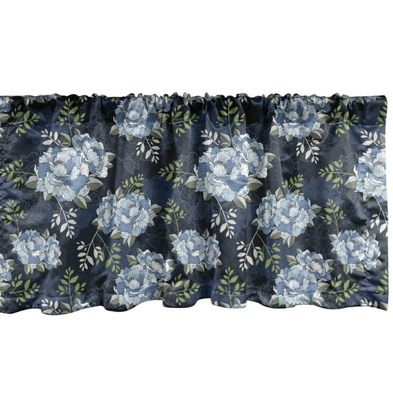 Ambesonne Floral Window Valance, Classic Peony Petal, 42" x 12", Pistachio Green Blue