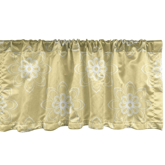 Ambesonne Floral Window Valance, Classical Dotted Flowers, 54" X 18", Pale Camel White