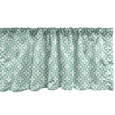 Ambesonne Floral Window Valance, Clover Celtic, 54" X 18", Turquoise White