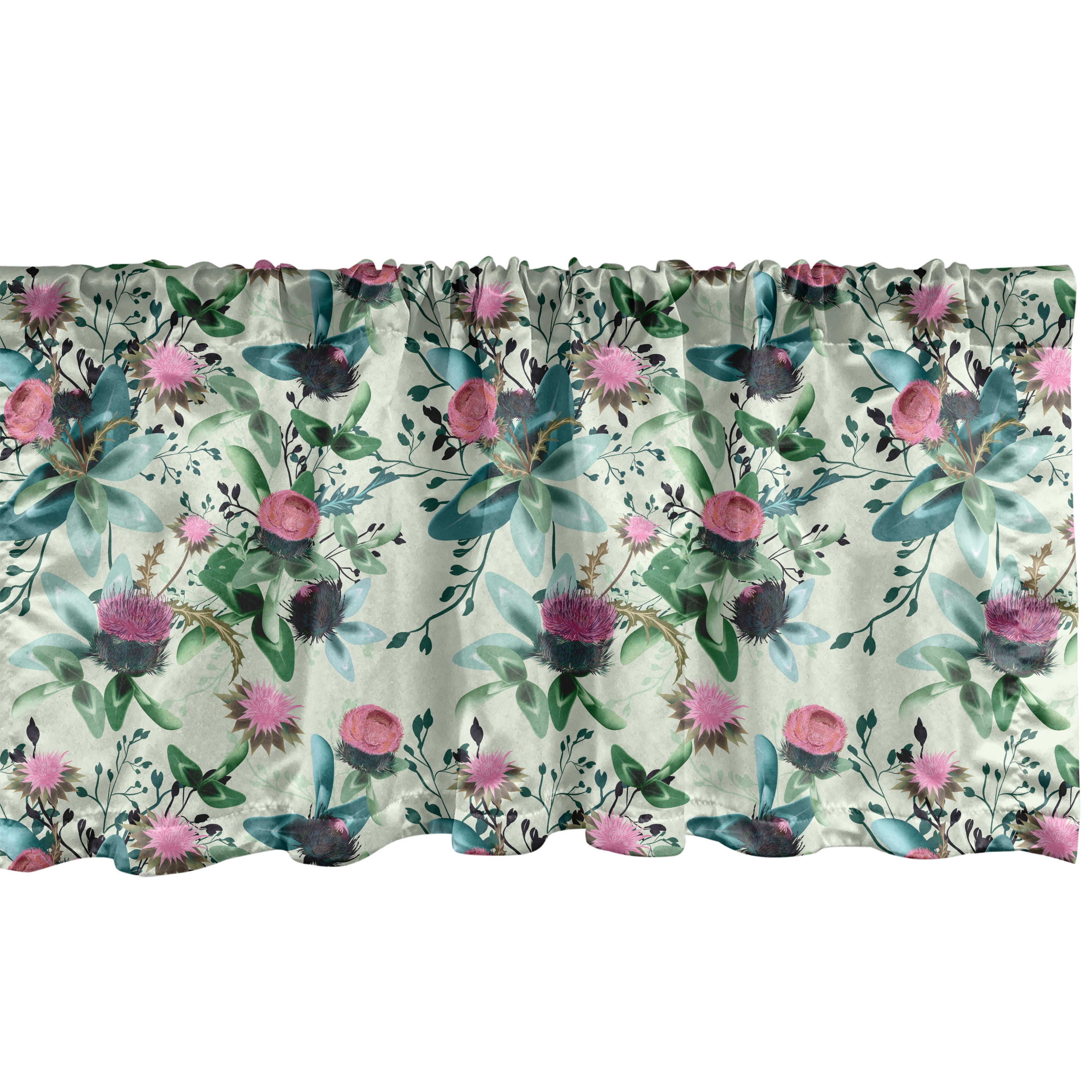 Floral Watercolor Satin Valance in Multicolor, 54" x 12"