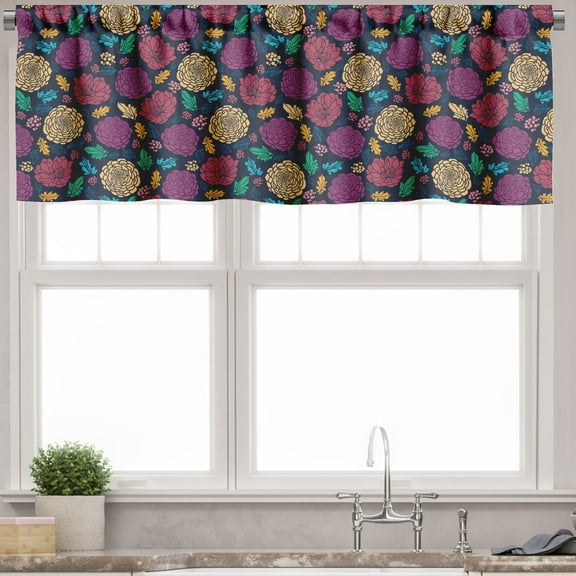 Ambesonne Floral Window Valance, Colorful Blossoming Flowers, 54" X 18", Multicolor
