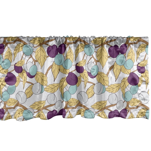 Ambesonne Floral Window Valance, Colorful Fruits and Leaves, 42" x 12", Multicolor