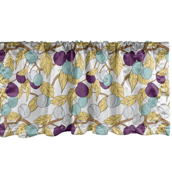 Ambesonne Floral Window Valance, Colorful Fruits and Leaves, 42" x 18", Multicolor