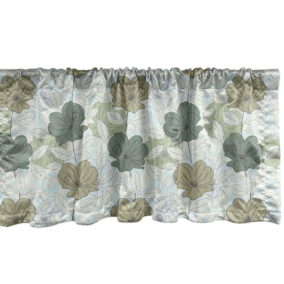 Ambesonne Floral Window Valance, Colorful Roses and Leaves, 42" x 12", White Laurel Green