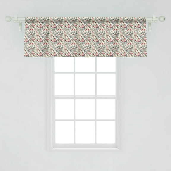 Ambesonne Floral Window Valance, Colorful Spring Growth Composition with Blossoming Flowers Roses Tulips and Daisies, Curtain Valance for Kitchen Bedroom Decor with Rod Pocket, 54" X 18", Multicolor