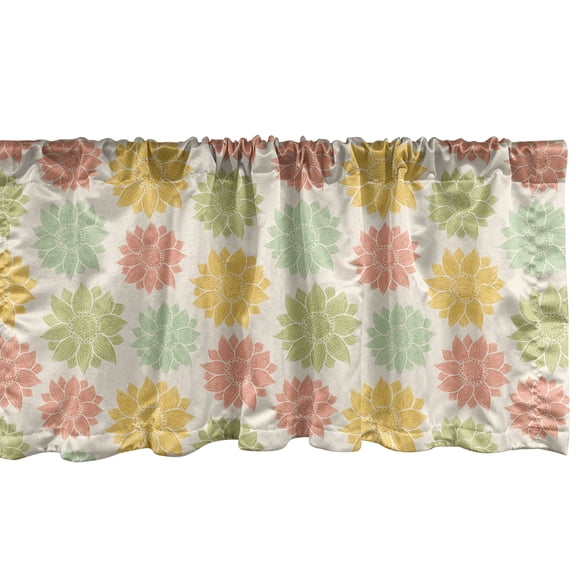 Ambesonne Floral Window Valance, Colorful Sunflowers Ornament, 42" x 12", Champagne and Multicolor