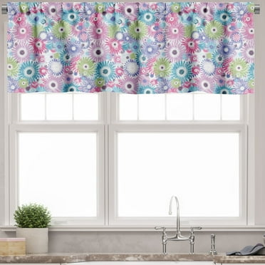 Ambesonne Floral Window Valance, Colorful Vintage Curls, 54" X 18", Multicolor