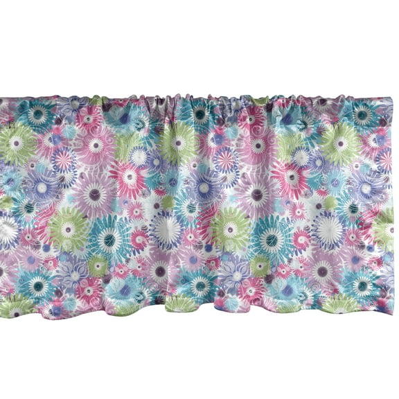 Ambesonne Floral Window Valance, Colorful Vintage Curls, 54" X 18", Multicolor