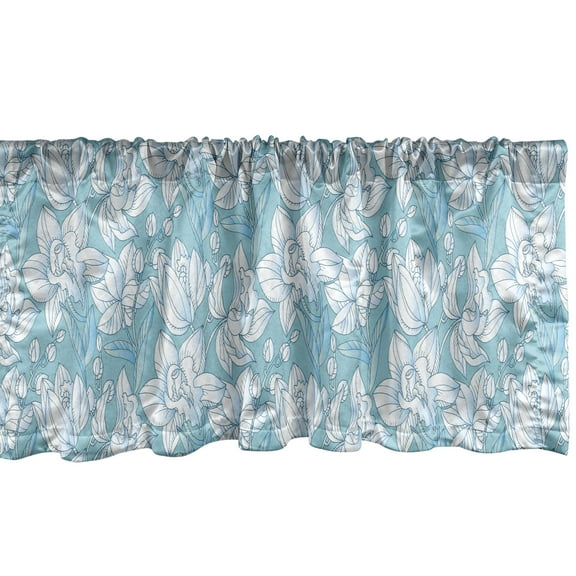 Ambesonne Floral Window Valance, Delicate Flowers and Buds, 54" X 12", Pale Teal Pale Sky Blue