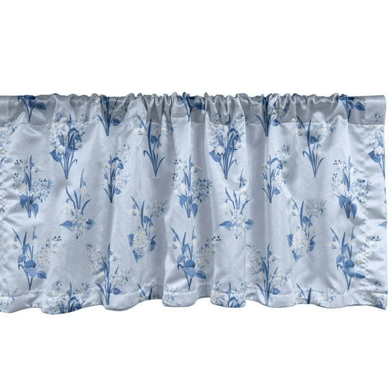 Ambesonne Floral Window Valance, Delicate Wild Flower Bundle, 54" X 12", Pale Blue Ceil Blue