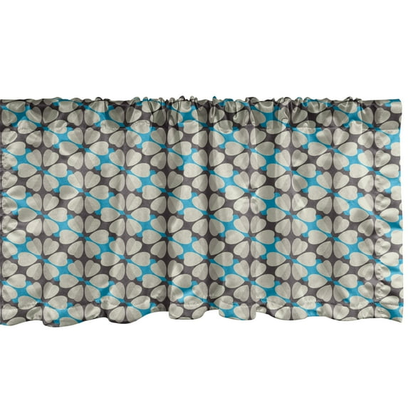 Ambesonne Floral Window Valance, Diagonal Blue Diamond Shapes with Abstract Pale Color Daisy Motifs, Curtain Valance for Kitchen Bedroom Decor with Rod Pocket, 54" X 18", Umber Beige and Sky Blue