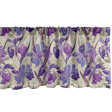 Ambesonne Floral Window Valance, Digital Interpretation of Blooming Flowers, Curtain Valance for Kitchen Bedroom Decor with Rod Pocket, 54" X 18", Pale Tan Violet