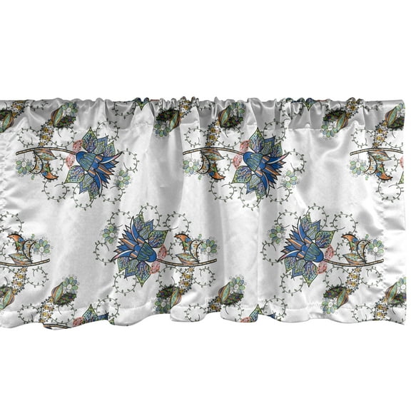 Ambesonne Floral Window Valance, Doodle Flowers and Branches, 54" X 18", Multicolor