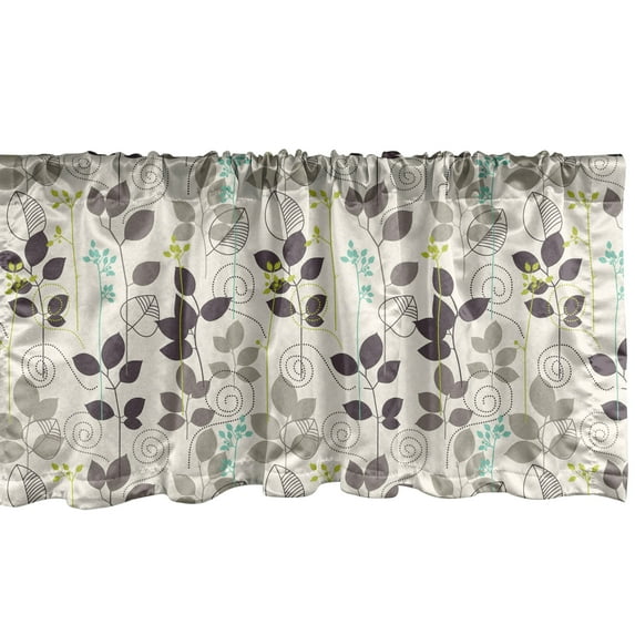 Ambesonne Floral Window Valance, Doodle Leaves Earth Tone, 42" x 18", Dark Taupe Coconut