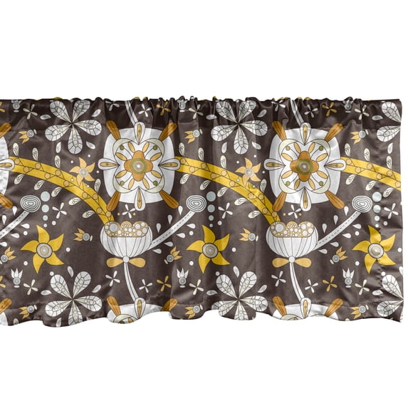 Ambesonne Floral Window Valance, Dry Lotus Flower Design, 54" X 18", Multicolor