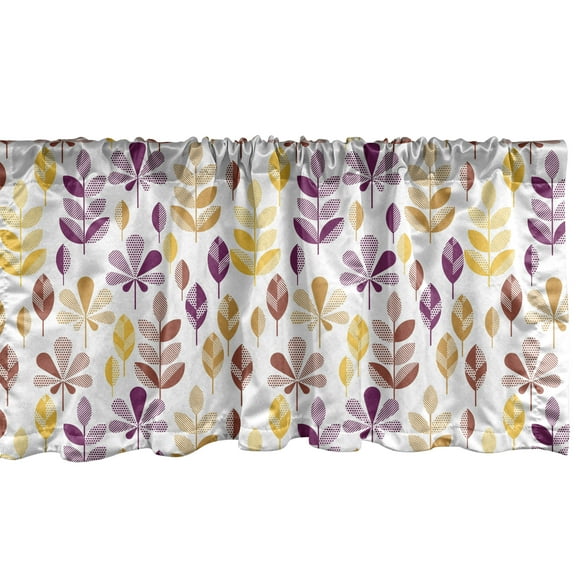 Ambesonne Floral Window Valance, Ear of Wheat and Leaves, 54" X 18", Earth Yellow Purple