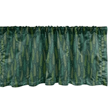Ambesonne Floral Window Valance, Exotic Tropic Hawaii Leaves, 54" X 12", Dark Green