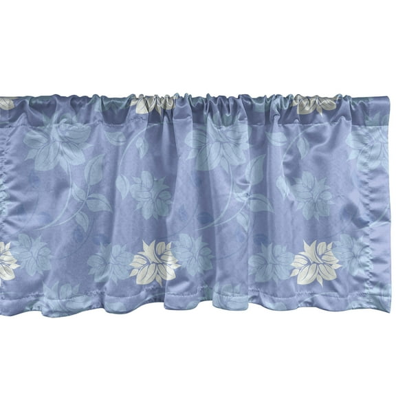 Ambesonne Floral Window Valance, Fantasy Petals Leaves, 54" X 12", Pale Blue Ceil Blue