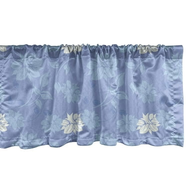 Ambesonne Floral Window Valance, Fantasy Petals Leaves, 54" X 18", Pale Blue Ceil Blue