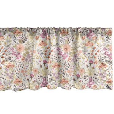 Ambesonne Floral Window Valance, Feminine Concept, 54" X 18", Pale Eggshell Multicolor