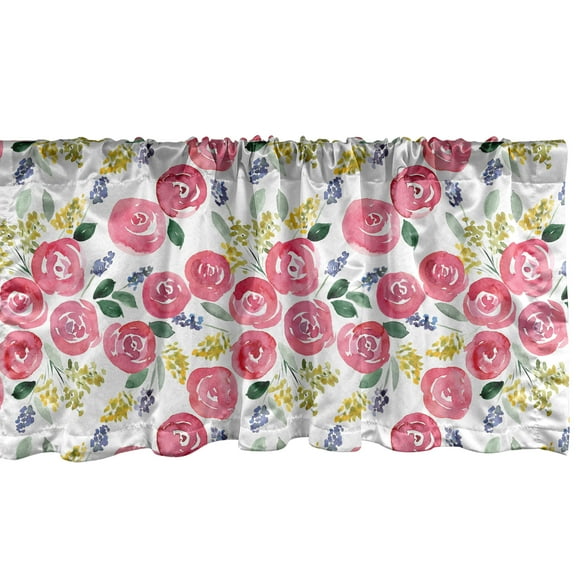 Ambesonne Floral Window Valance, Fine Art Style Spring Flora, 54" X 12", Multicolor