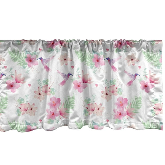 Ambesonne Floral Window Valance, Flappy Hummingbirds, 54" X 18", Multicolor