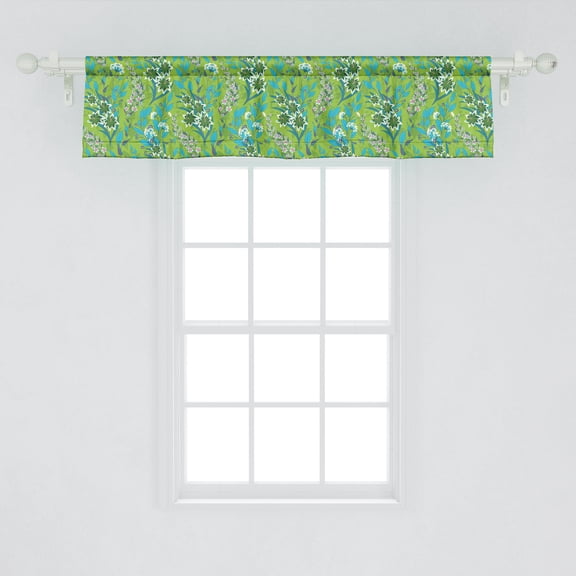Ambesonne Floral Window Valance, Flourishing Plants Layout, 54" X 12", Lime Green Multicolor