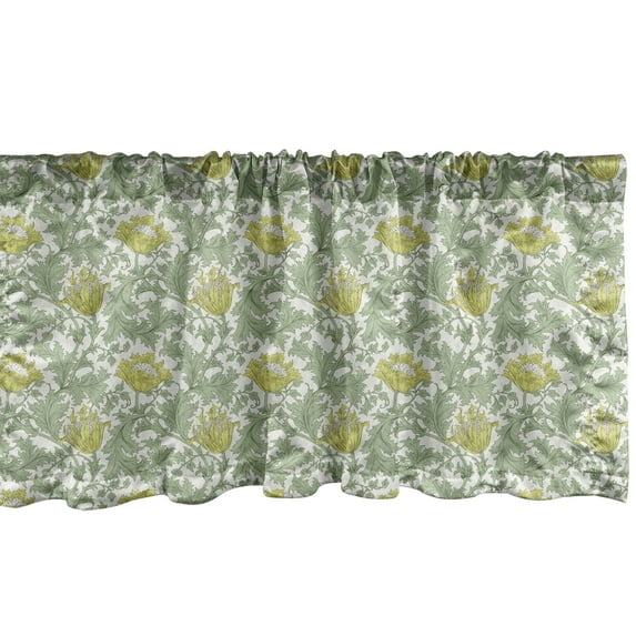 Ambesonne Floral Window Valance, Flourishing Foliage, 54" X 12", Pale Yellow Pale Green