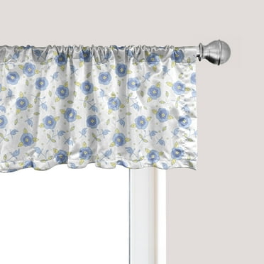 Ambesonne Floral Window Valance, Flourishing Summer Roses, 54" X 18", Pale Yellow Blue Violet