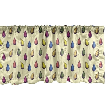 Ambesonne Floral Window Valance, Flower Buds and Thin Stems, 54" X 12", Pale Yellow Multicolor