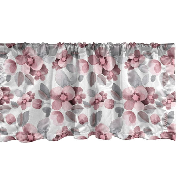Ambesonne Floral Window Valance, Flower Sketch Romantic Hues, 54" X 18", Dimgray Dried Rose