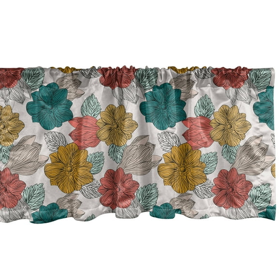 Ambesonne Floral Window Valance, Flowers Bouquets, 54" X 12", Multicolor