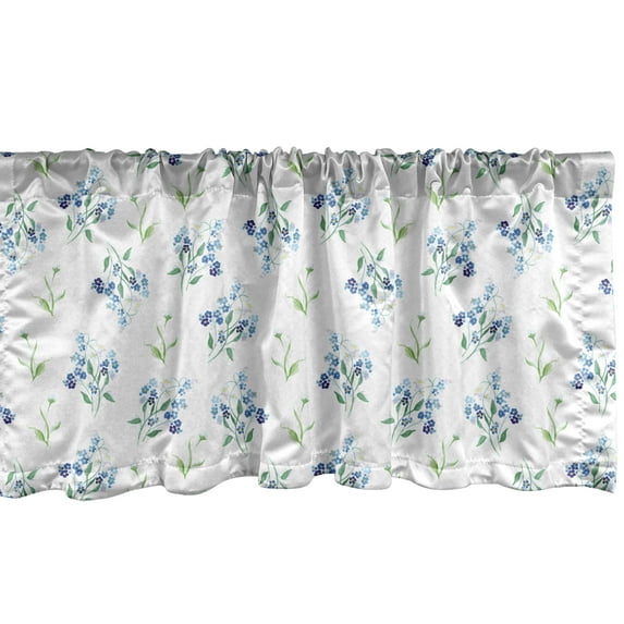 Ambesonne Floral Window Valance, Flowers Forget Me Nots Art, 54" X 12", Pale Sky Blue Multicolor