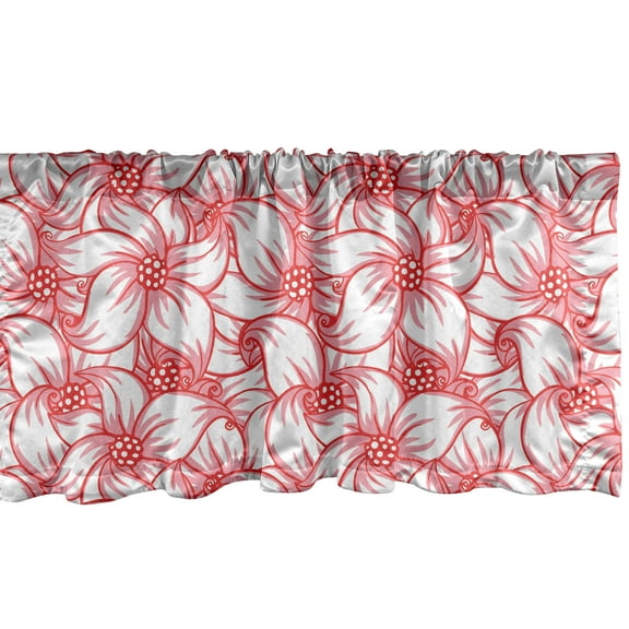 Ambesonne Floral Window Valance, Flowers and Berries, 54" X 12", Pale Pink Dark Coral