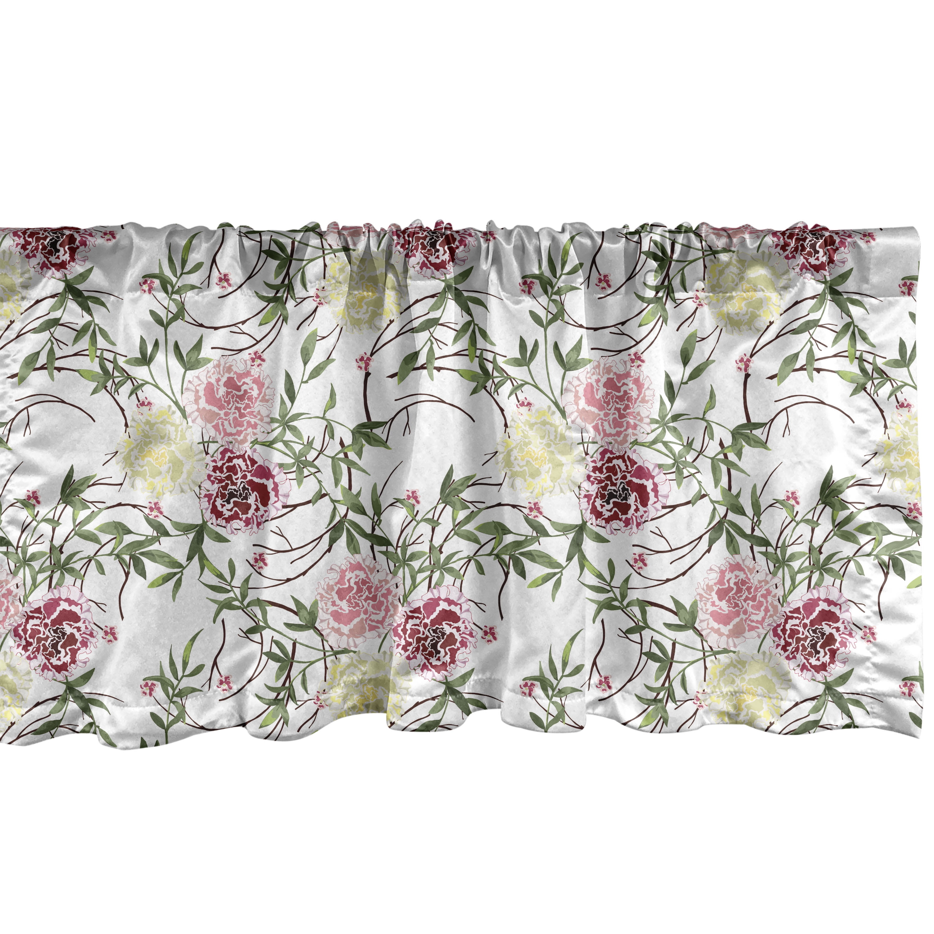 Floral Watercolor Satin Valance in Multicolor, 54" x 12"