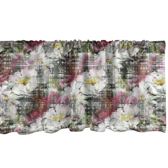 Ambesonne Floral Window Valance, Flowers of Spring Garden Art, 54" X 18", Grey Multicolor