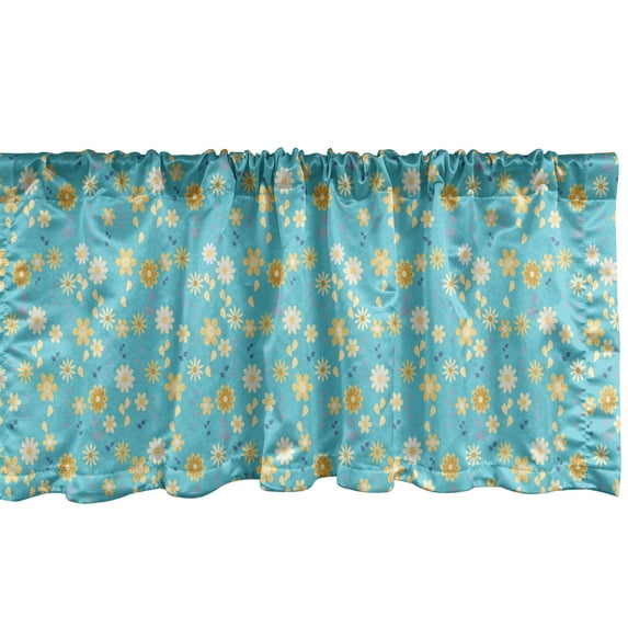 Ambesonne Floral Window Valance, Flowers on Stems, 42" x 12", Aqua Multicolor