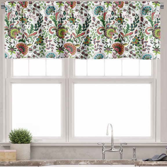 Ambesonne Floral Window Valance, Foliage Leaf Spring Season, 54" X 12", Multicolor