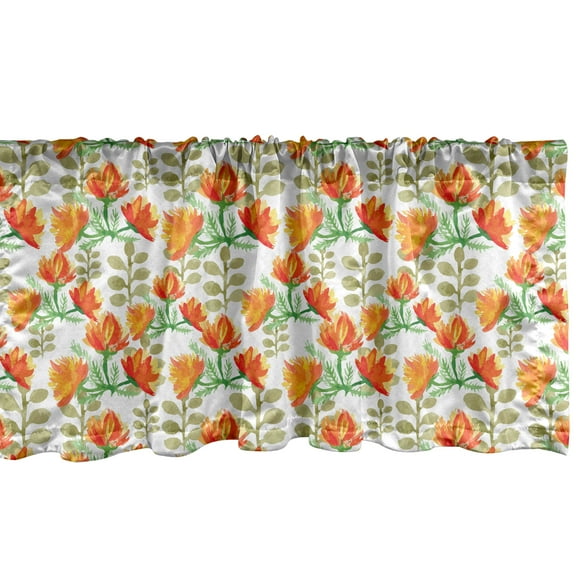 Ambesonne Floral Window Valance, Garden Spring Branches, 54" X 18", Forest Green Vermilion