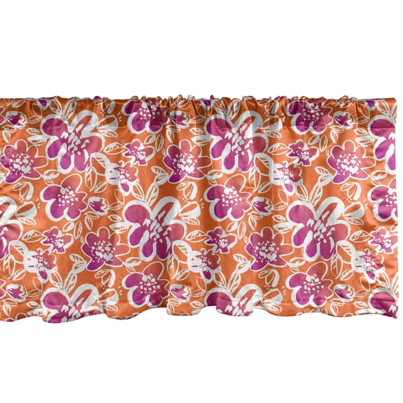 Ambesonne Floral Window Valance, Hand Drawn Flowers, 54" X 18", Burnt Sienna Magenta